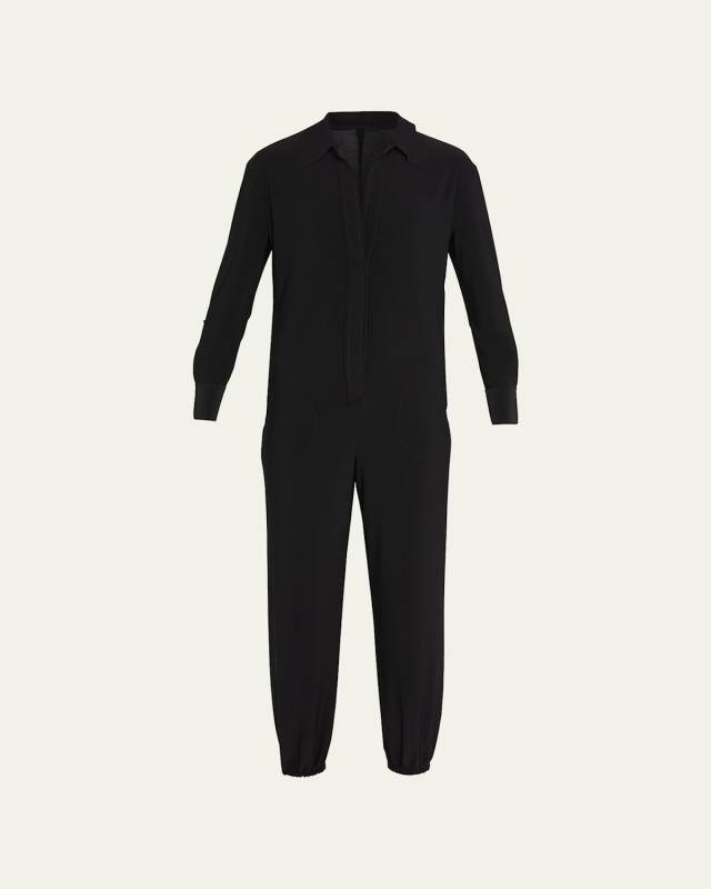 Spread-Collar Jog Jumpsuit